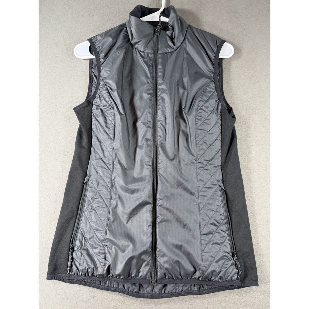 Icebreaker Vest Womens Medium Black Merino Wool Blend Quilted Full Zip Outdoor